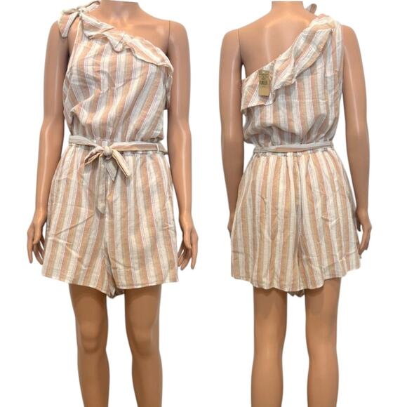 American Eagle XL one shoulder ruffle striped romper outfit SH2 2846 - Picture 1 of 12